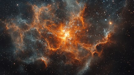 Naklejka premium Vibrant Cosmic Nebula in Deep Space