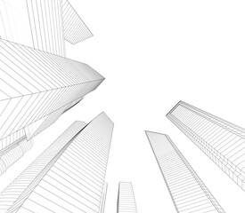 Fototapeta premium City architecture 3d illustration