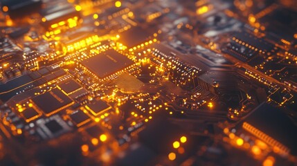Obraz premium Circuit Board with Glowing Lights
