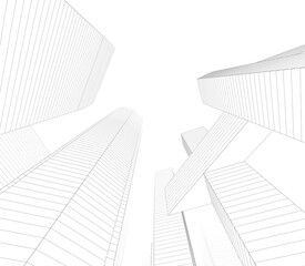 Fototapeta premium City architecture 3d illustration