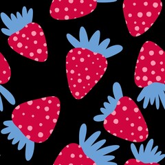 Cartoon summer fruit seamless strawberry pattern for birthday wrapping paper