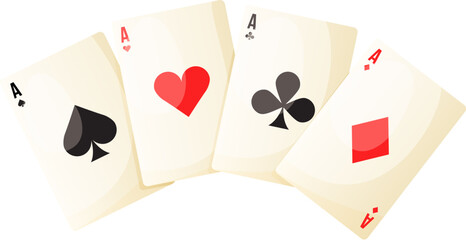 Aces cartoon icon. Winning hand of playing cards