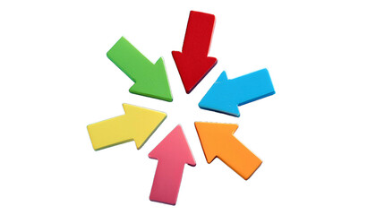 colorful arrows pointing in different directions on a transparent background.
