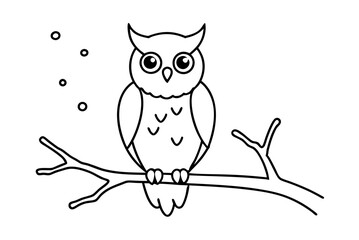 Captivating Owl Perched on a Moonlit Branch Vector Illustration of Woodland Mystique
