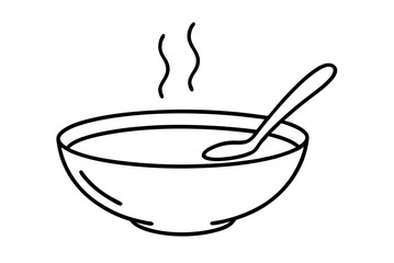 Vector Illustration of a Cozy Steaming Bowl of Soup with a Spoon Ready to Enjoy

