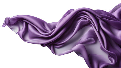A floating purple silk cloth isolated on a transparent or white background.