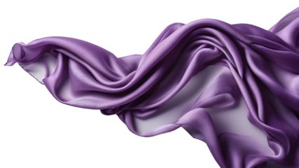A floating purple silk cloth isolated on a transparent or white background.