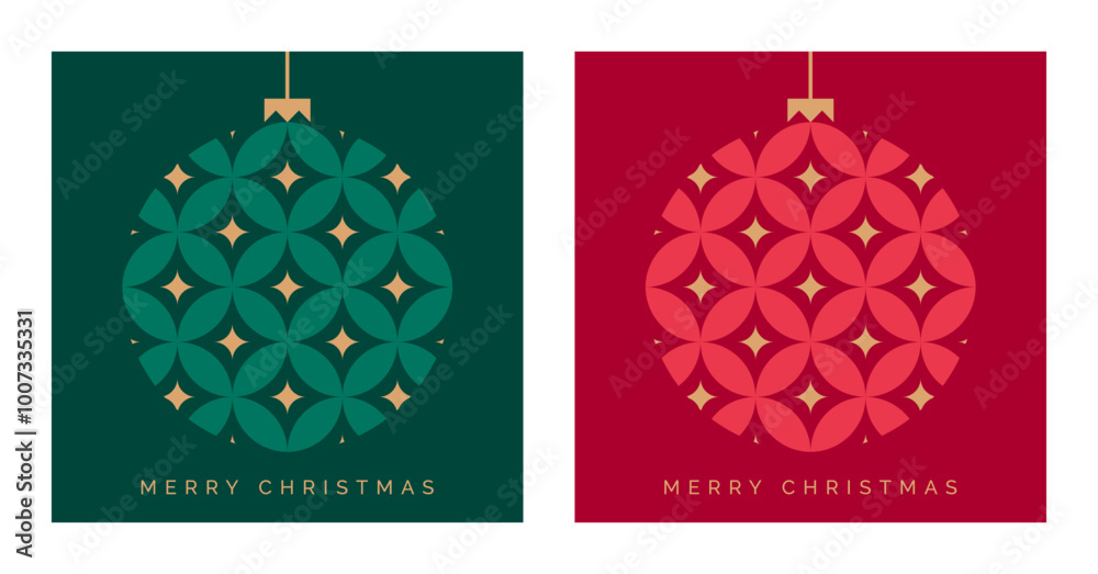 Wall mural christmas card design template with bauble decoration. elegant christmas greeting card concept. luxu