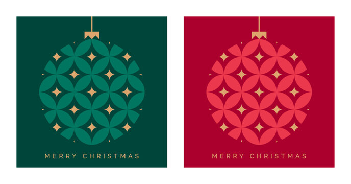 Christmas Card Design Template with Bauble Decoration. Elegant Christmas Greeting Card Concept. Luxury Design Template for Christmas Cards. 