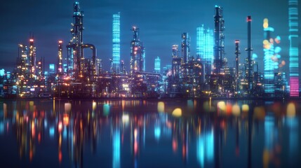 Naklejka premium Futuristic Cityscape at Night