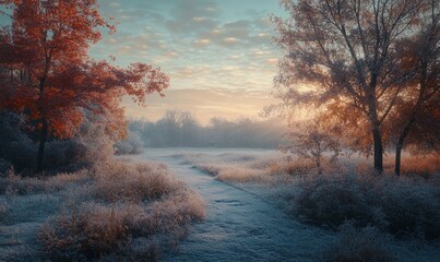 Frosty mornings with autumn colors