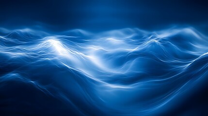 Fototapeta premium Flowing blue abstract waves with light highlights for modern background design