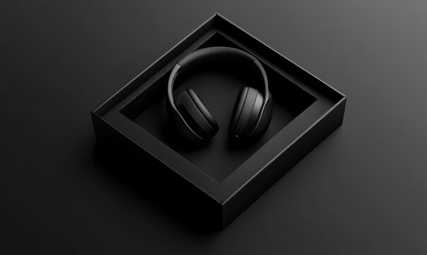Sleek headphones packaging mockup with branding