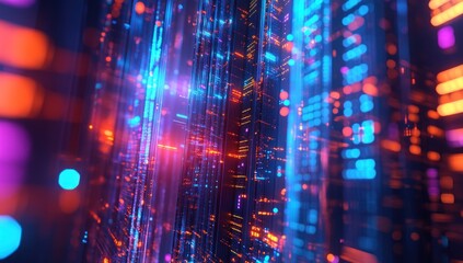 Obraz premium Abstract Neon Data Stream