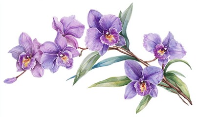 Obraz premium Beautiful branch of purple orchid flowers