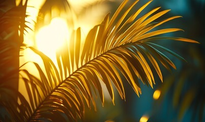 Fototapeta premium Close up of palm illuminated by sun
