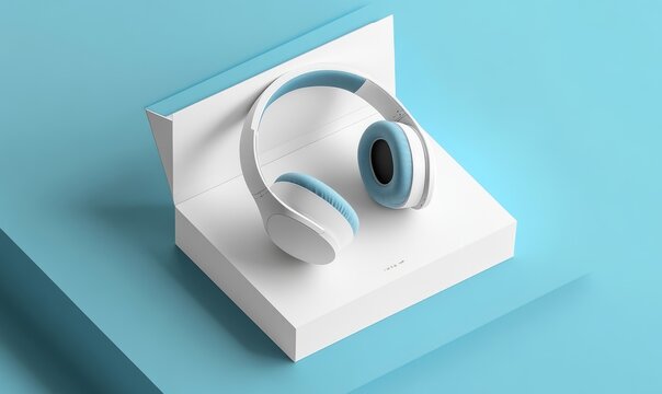 Sleek headphones packaging mockup with branding