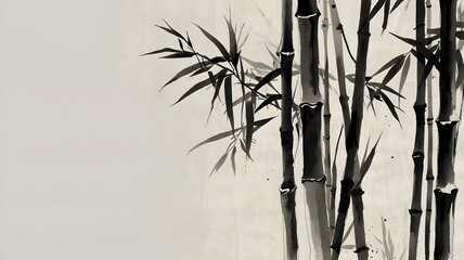black bamboo painting art wallpaper, large space for copy