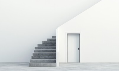 Stairs up with open door to success