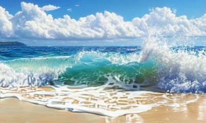 Fototapeta premium Wave breaking on a paradisiacal beach