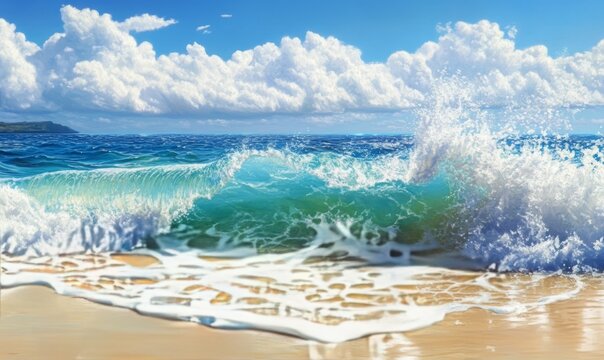 Wave breaking on a paradisiacal beach