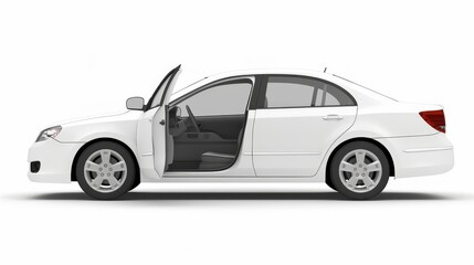 Isolated white car door on a white background with a defined clip path for visual clarity