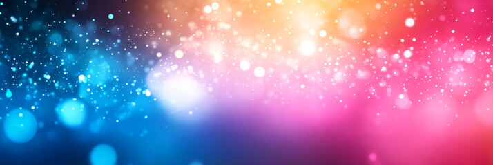 Abstract background with blue, pink, and yellow bokeh.