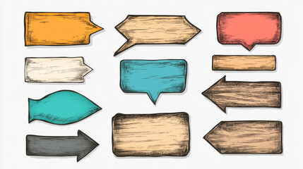 Hand-drawn wooden signs, perfect for your next project.