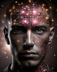 Blockchain technology concept. Abstract technology big data background. Telecommunication network above city, wireless mobile internet technology. concept about global business, fintech, blockchain