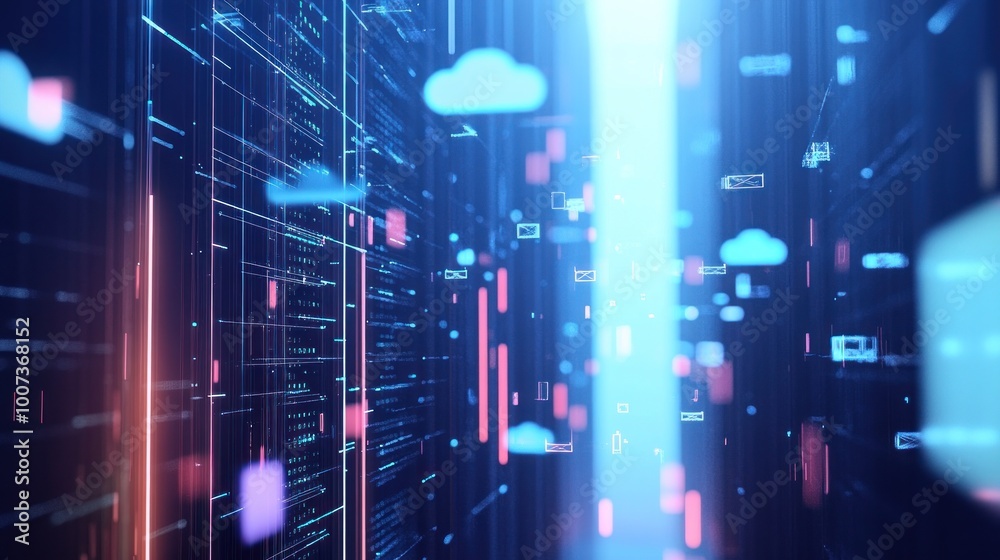 Wall mural abstract digital data flow network