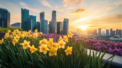 Urban Oasis at Sunset