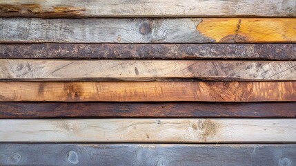 Naklejka premium Textured Wooden Planks in Various Shades and Patterns