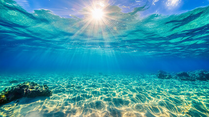 青い海の中の海底の風景