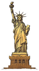 PNG A statue of liberty art illustration landmark.