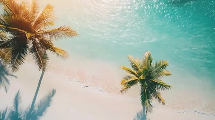 Fototapete Rund A tropical beach with white sand and clear turquoise sea © Moon