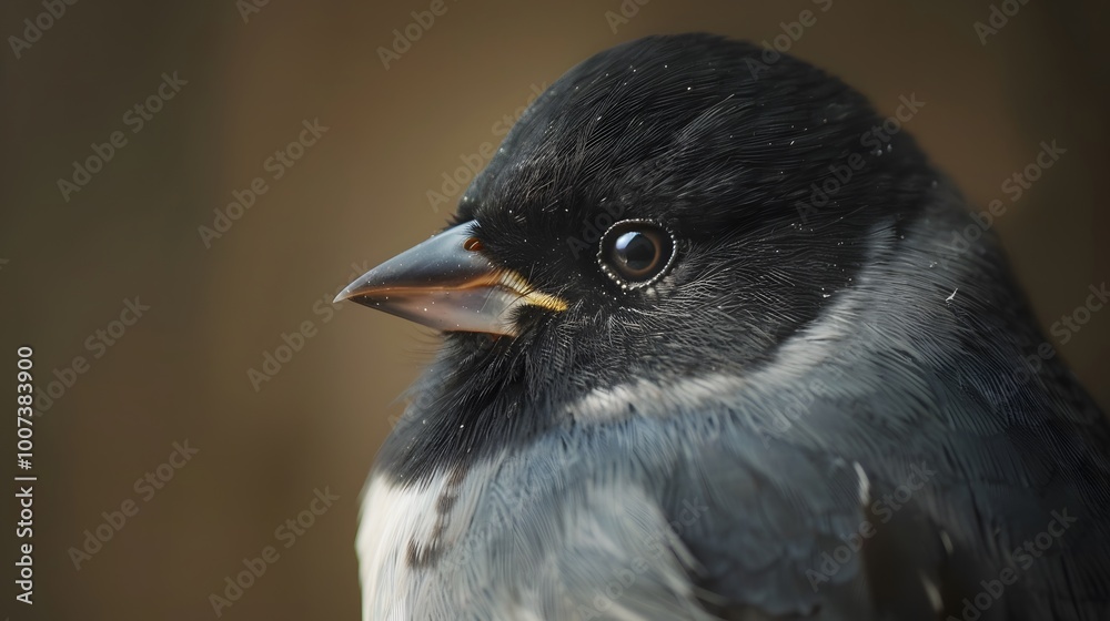 Wall mural close-up dark-eyed junco portrait in artistic studio