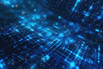 Obraz premium Futuristic Blue Geometrical Background with Neon Technology HUD Element