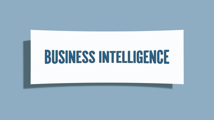 Business Intelligence. A card isolated on blue background.