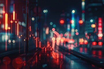 Forex trading graph and candlestick chart for financial investment.