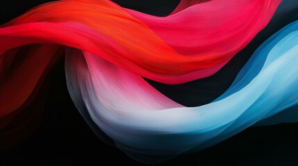 Abstract Flowing Fabric: Red and Blue Waves