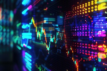 Obraz premium Live stock market data displayed on computer screen. Graph visualization.