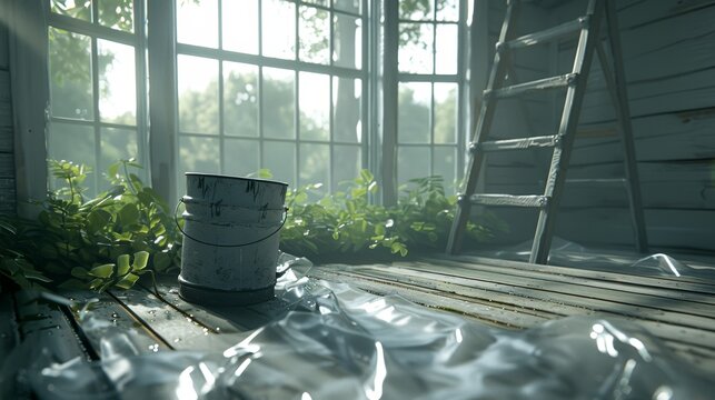 Post renovation cleanup  transforming a room with fresh paint and large windows in your home