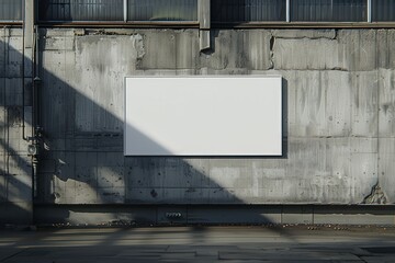Obraz premium A white sign is hanging on a wall in a dark, empty room, generative ai image