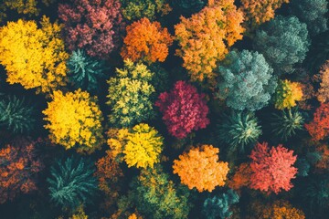 Germany, Baden-Wurttemberg, Heidiheim an der Brenner, Drone view of autumn forest in the Swabian Jura