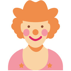  Colorful Clown Face Vector Illustration with Orange Hair and Pink Cheeks