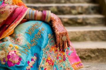 Fototapeta premium Ethnic Indian traditional dress embroidered manually