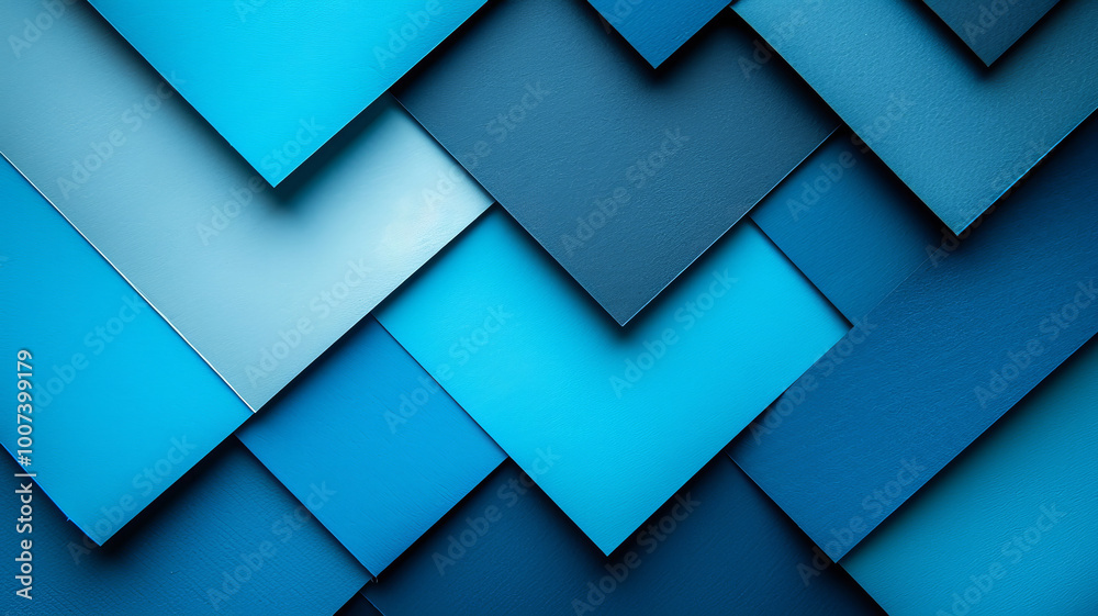 Poster a collection of blue layers arranged in a geometric pattern, showcasing different shades from light 