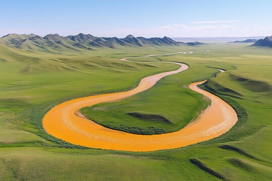 Chinese yaks graze on the banks of the Yellow River in Sichuan Province