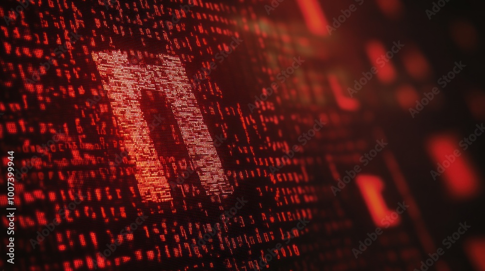 Poster binary code with red glow