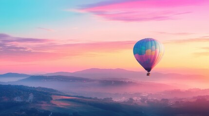Fototapeta premium Elevate Your Wanderlust: Hot Air Balloon Journey at Sunrise